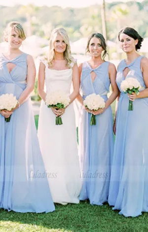 A-Line V-Neck Keyhole  Chiffon Bridesmaid Dresses