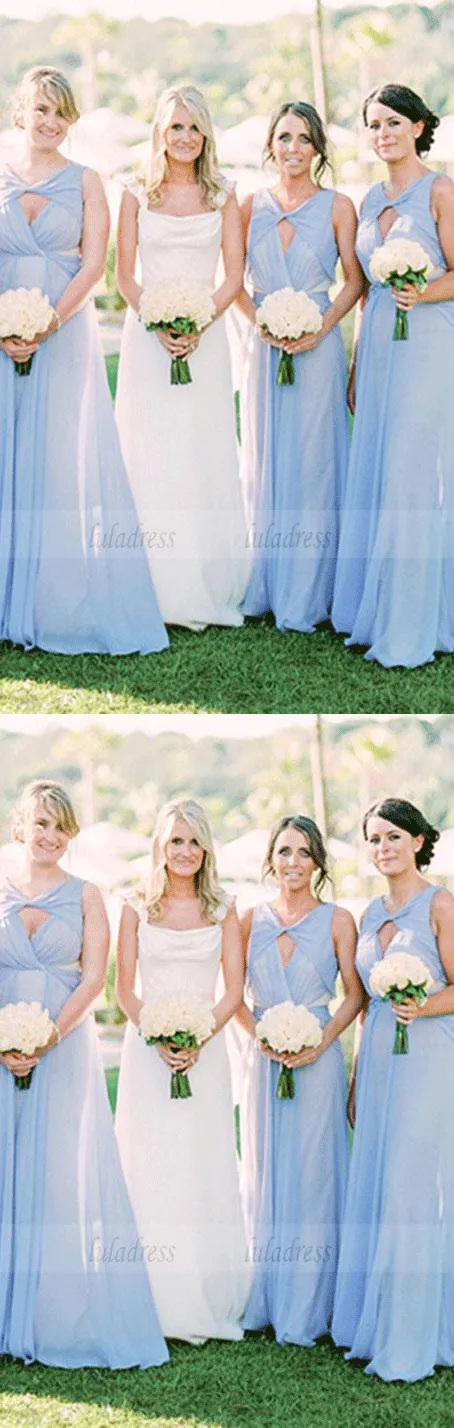 A-Line V-Neck Keyhole  Chiffon Bridesmaid Dresses