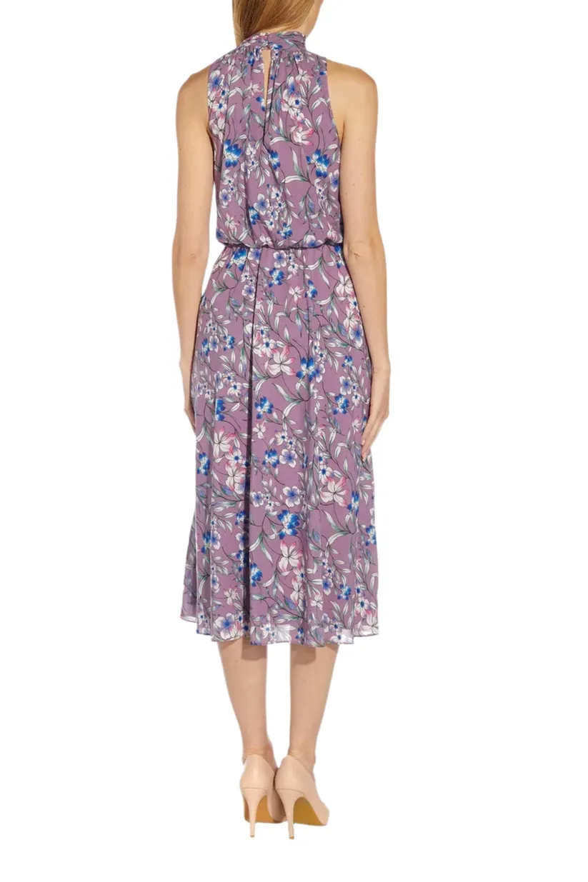 Adrianna Papell AP1D104621 Short Blouson Floral Print Cocktail Midi Dress