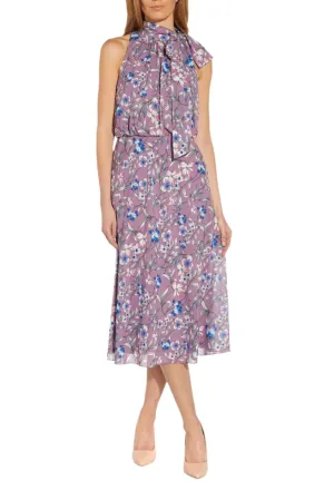 Adrianna Papell AP1D104621 Short Blouson Floral Print Cocktail Midi Dress