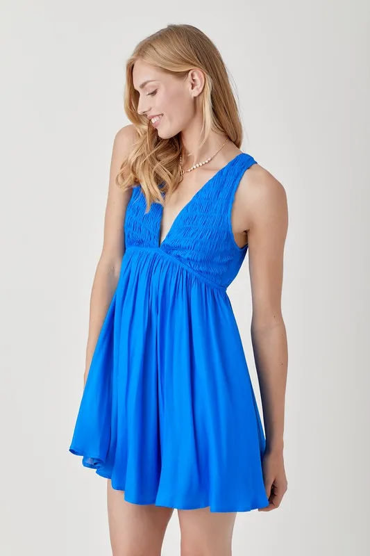 Amery V Neck Smock Sleeveless Dress