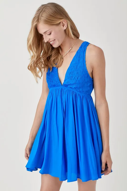 Amery V Neck Smock Sleeveless Dress