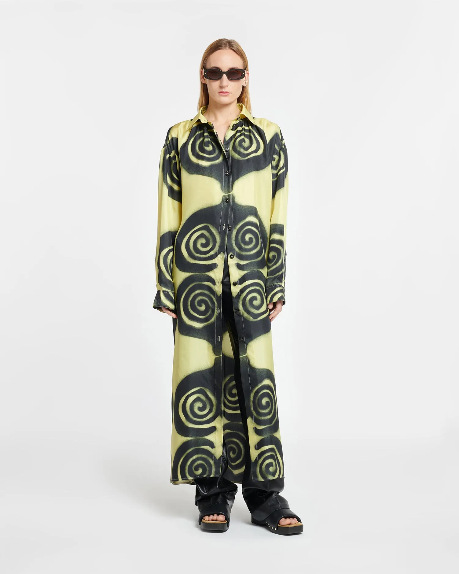 Angy - Printed Silk-Twill Shirt Dress - Spiral Spray