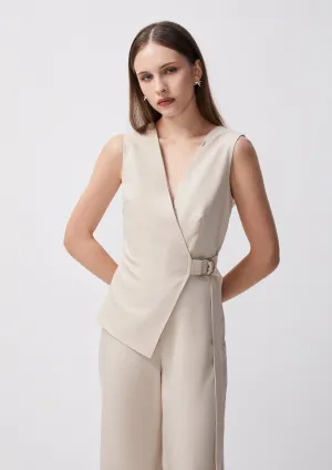 Beachside Oasis Sleeveless Wrap Jumpsuit