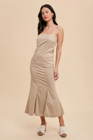 Beige Utility Tube Tencel Dress