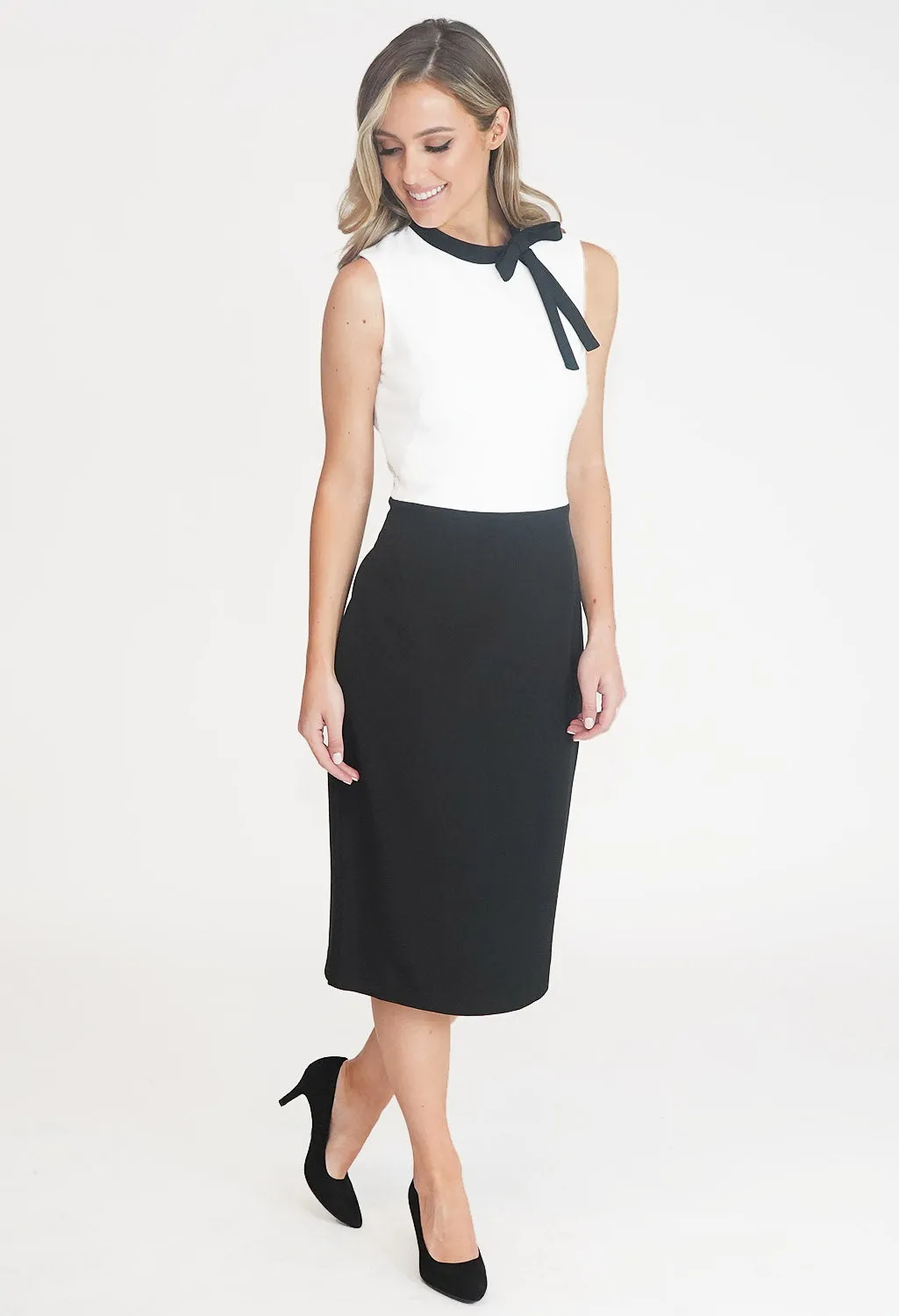 Black and White Two Tone High Neck Dress