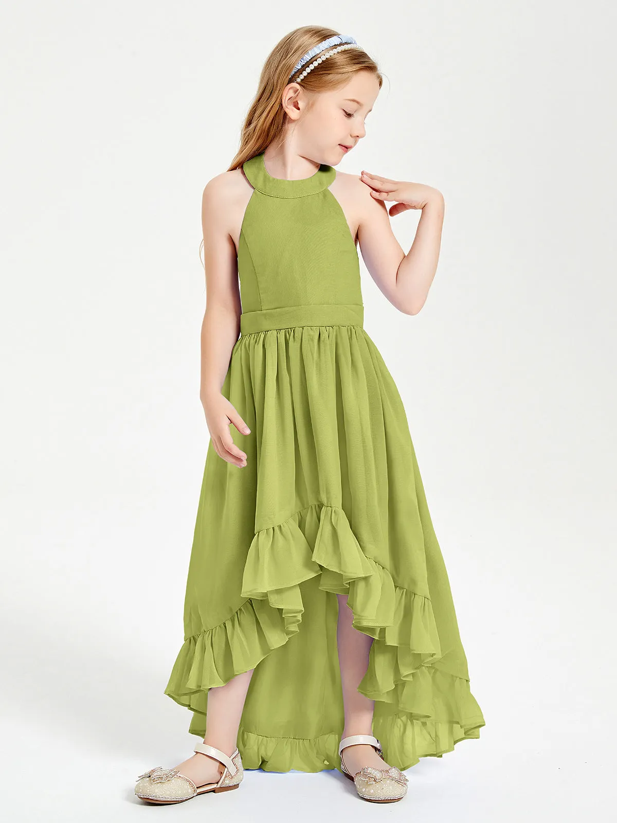 Boho Junior Bridesmaid Dresses Asymmetrical Cascading Skirt Clover