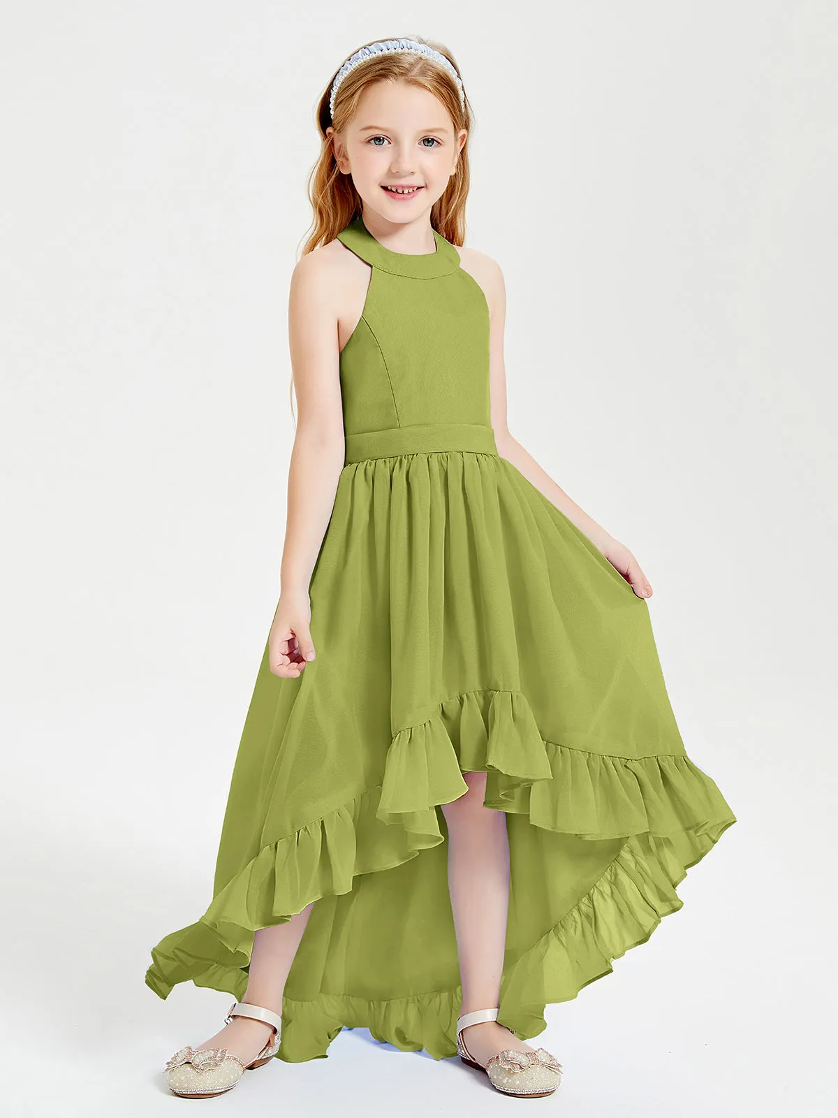 Boho Junior Bridesmaid Dresses Asymmetrical Cascading Skirt Clover