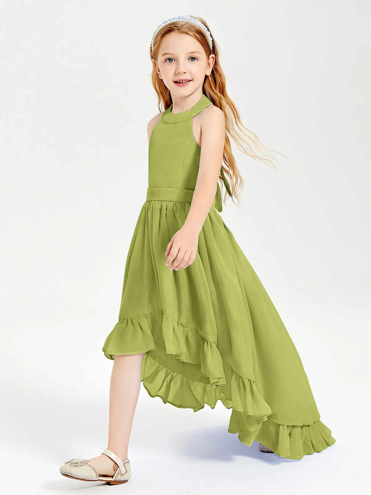 Boho Junior Bridesmaid Dresses Asymmetrical Cascading Skirt Clover