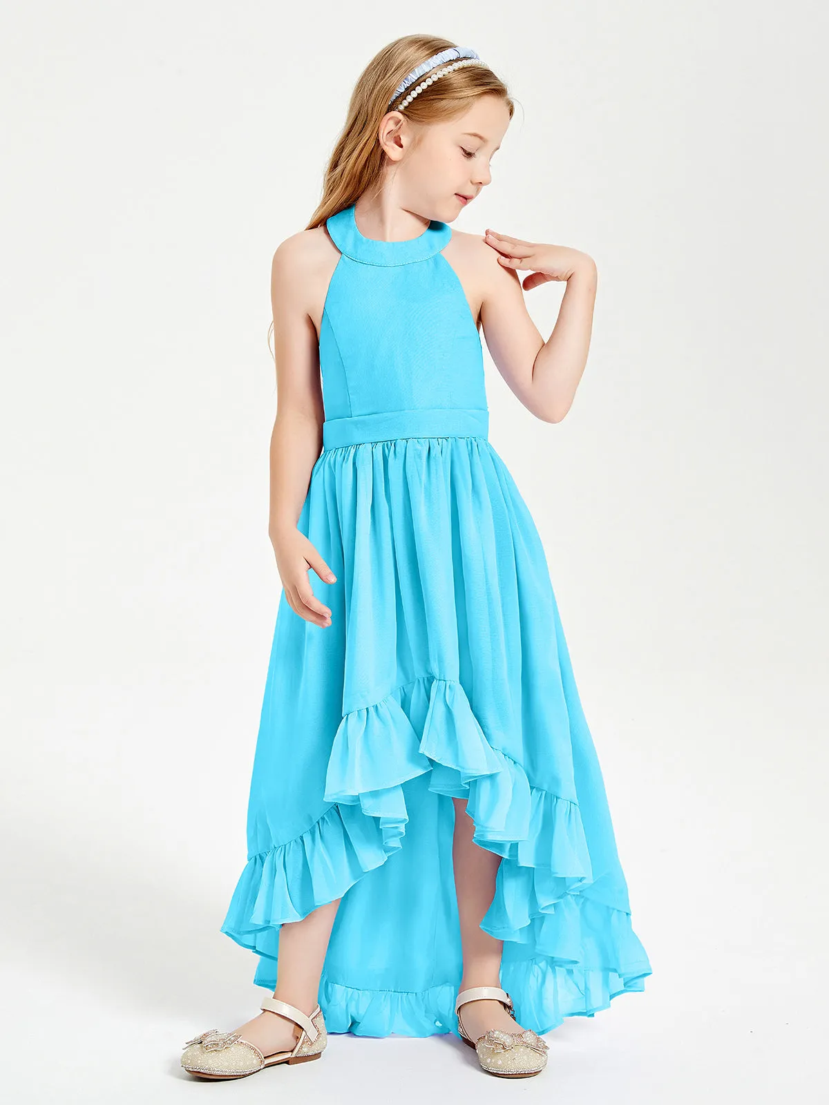 Boho Junior Bridesmaid Dresses Asymmetrical Cascading Skirt Pool