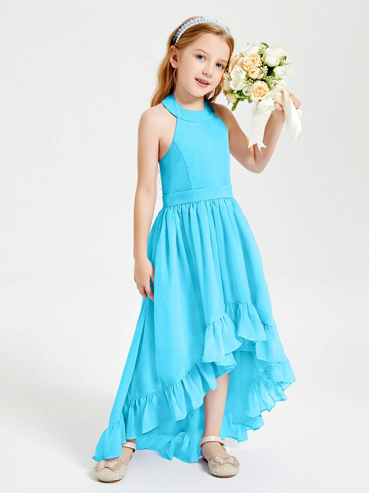 Boho Junior Bridesmaid Dresses Asymmetrical Cascading Skirt Pool