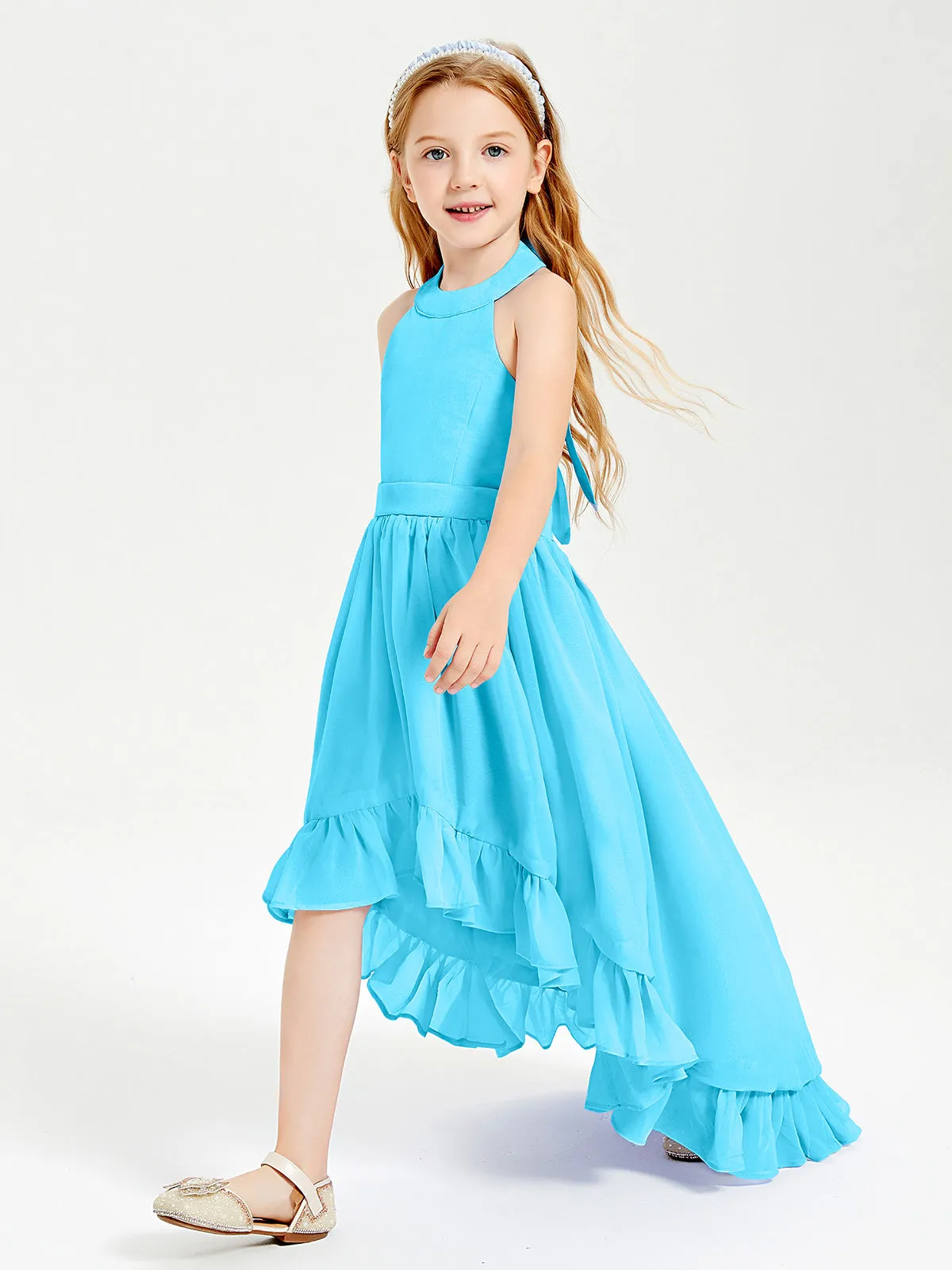 Boho Junior Bridesmaid Dresses Asymmetrical Cascading Skirt Pool