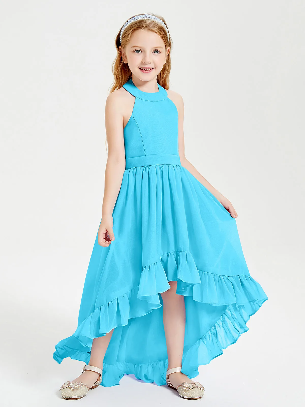 Boho Junior Bridesmaid Dresses Asymmetrical Cascading Skirt Pool