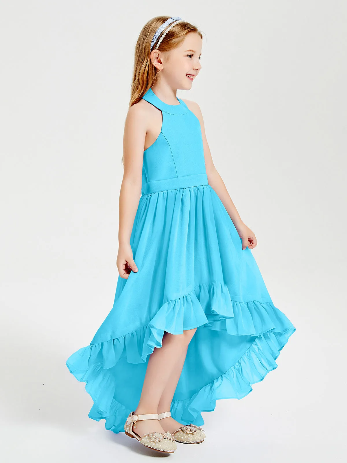 Boho Junior Bridesmaid Dresses Asymmetrical Cascading Skirt Pool