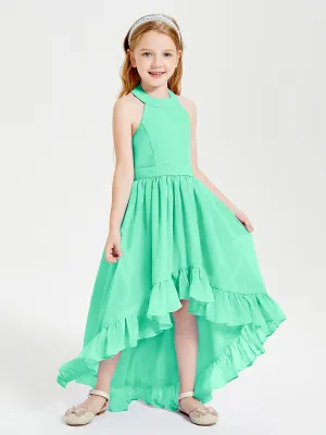 Boho Junior Bridesmaid Dresses Asymmetrical Cascading Skirt Turquoise