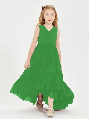 Boho Junior Bridesmaid Dresses Cascading Skirt Green