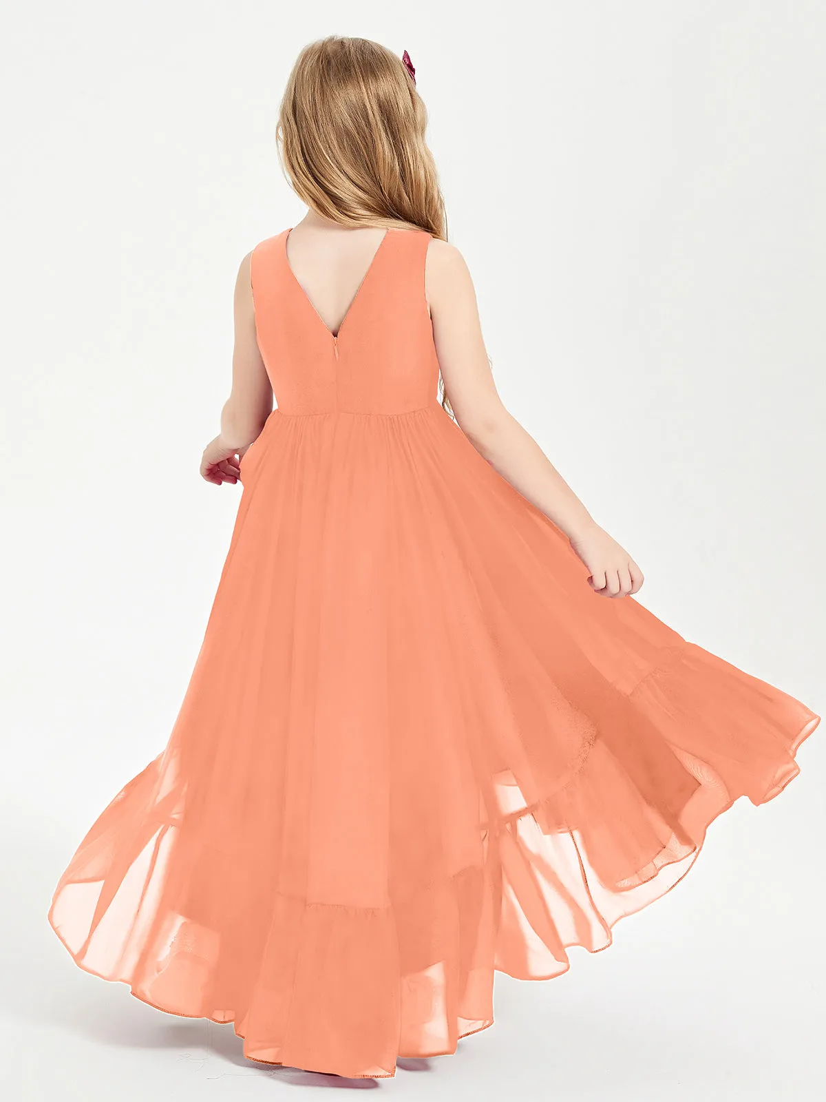 Boho Junior Bridesmaid Dresses Cascading Skirt Papaya