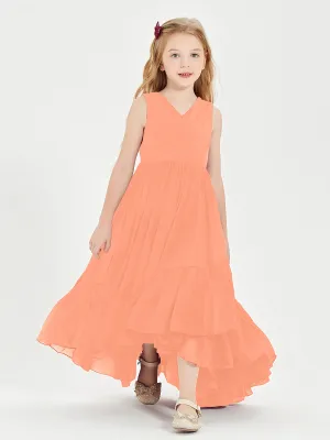 Boho Junior Bridesmaid Dresses Cascading Skirt Papaya