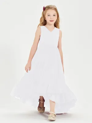 Boho Junior Bridesmaid Dresses Cascading Skirt White