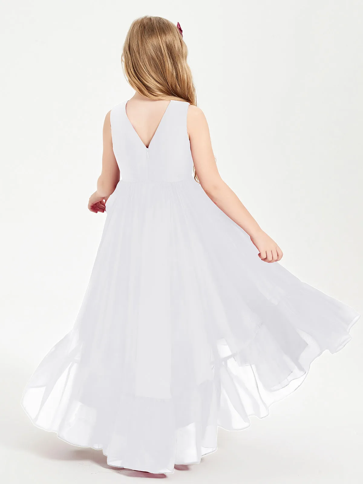 Boho Junior Bridesmaid Dresses Cascading Skirt White