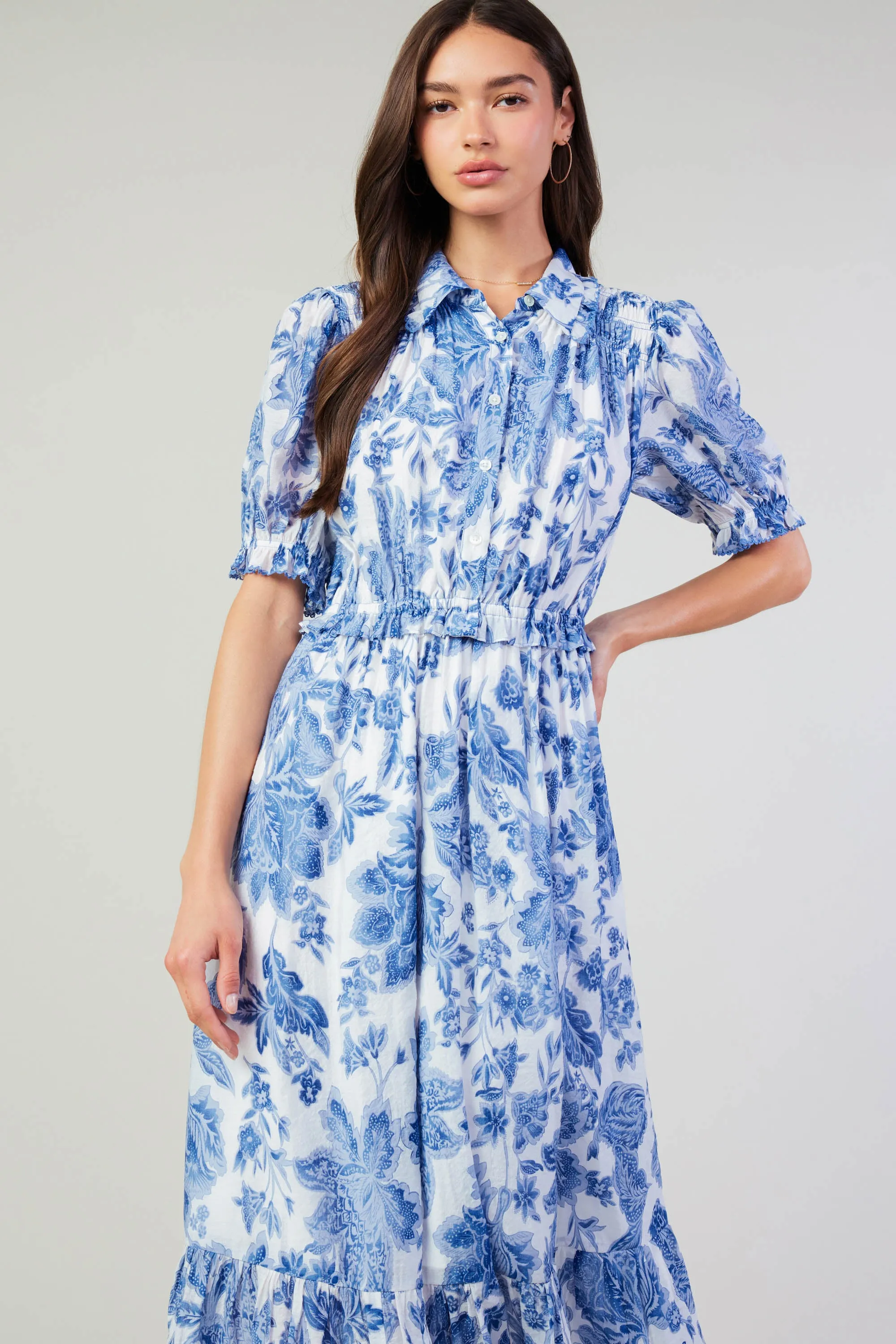 Botanical Jacquard Midi Dress