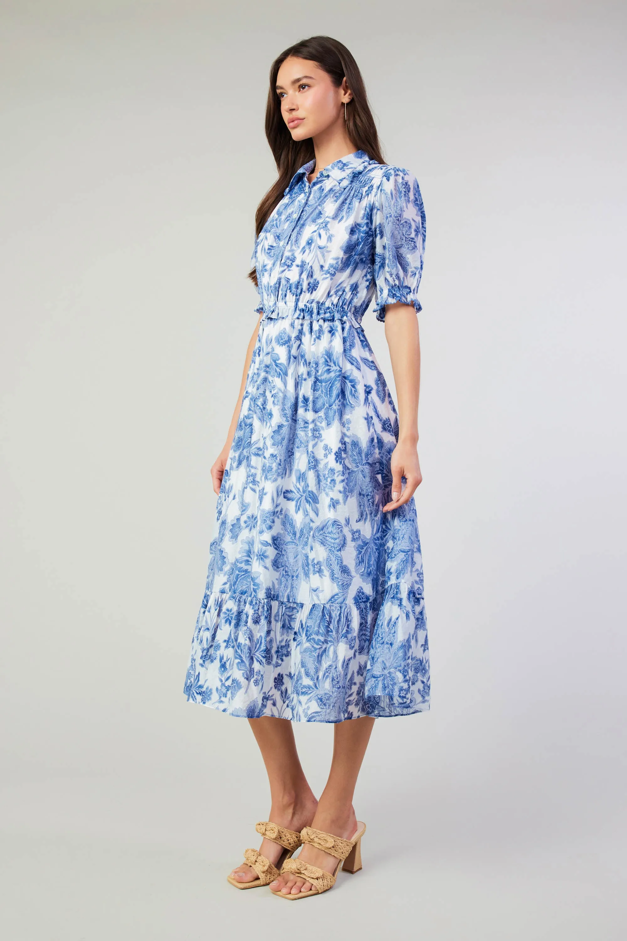 Botanical Jacquard Midi Dress