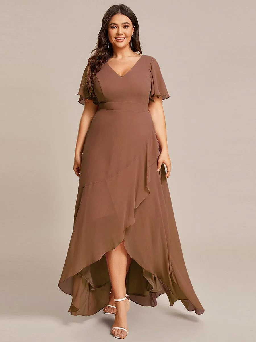 Charming Chiffon Bridesmaid Dress with Lotus Leaf Hemline