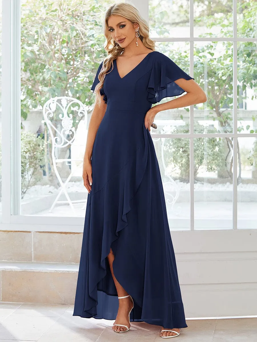 Charming Chiffon Bridesmaid Dress with Lotus Leaf Hemline