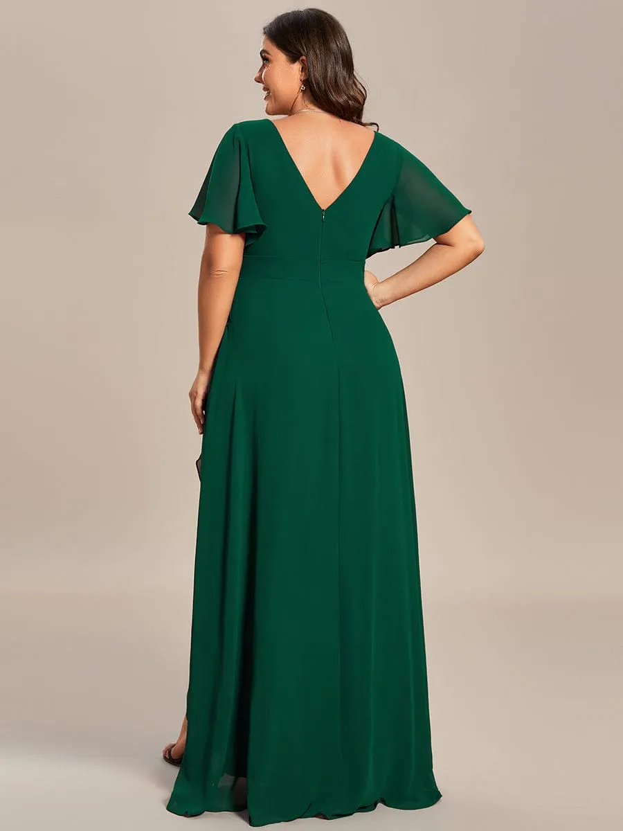 Charming Chiffon Bridesmaid Dress with Lotus Leaf Hemline