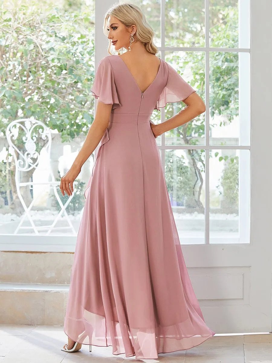 Charming Chiffon Bridesmaid Dress with Lotus Leaf Hemline