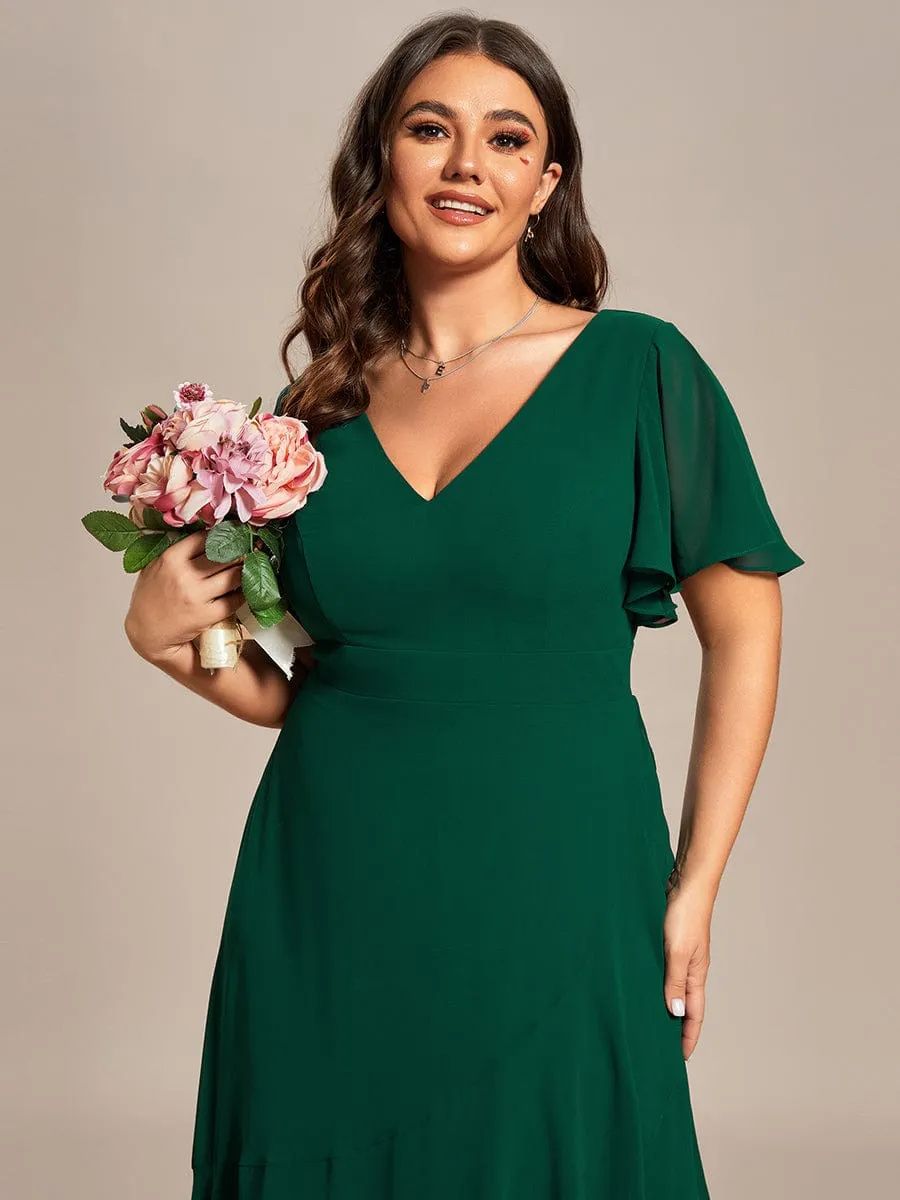 Charming Chiffon Bridesmaid Dress with Lotus Leaf Hemline