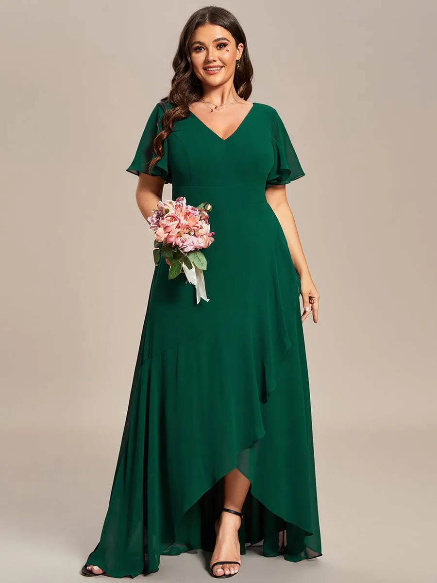 Charming Chiffon Bridesmaid Dress with Lotus Leaf Hemline