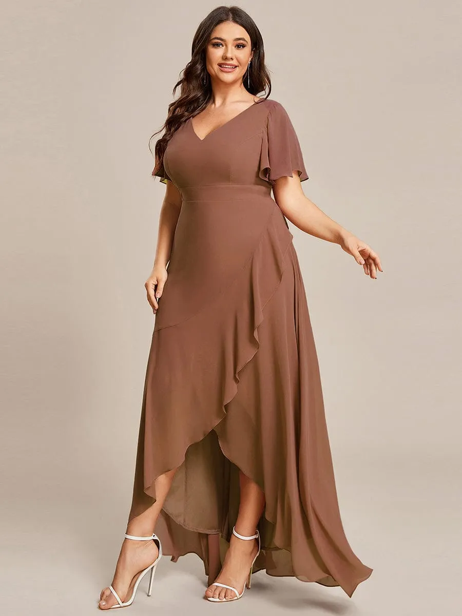 Charming Chiffon Bridesmaid Dress with Lotus Leaf Hemline