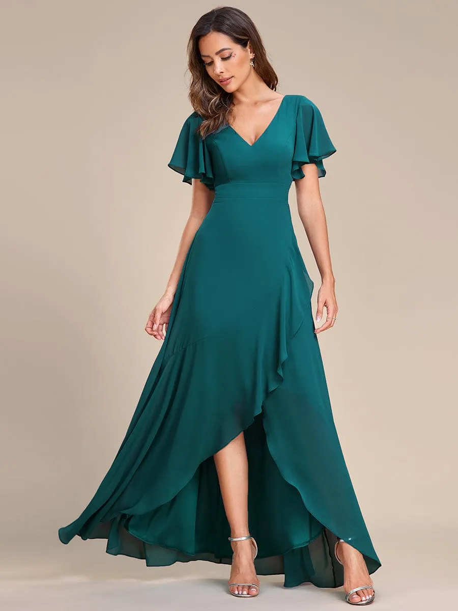 Charming Chiffon Bridesmaid Dress with Lotus Leaf Hemline