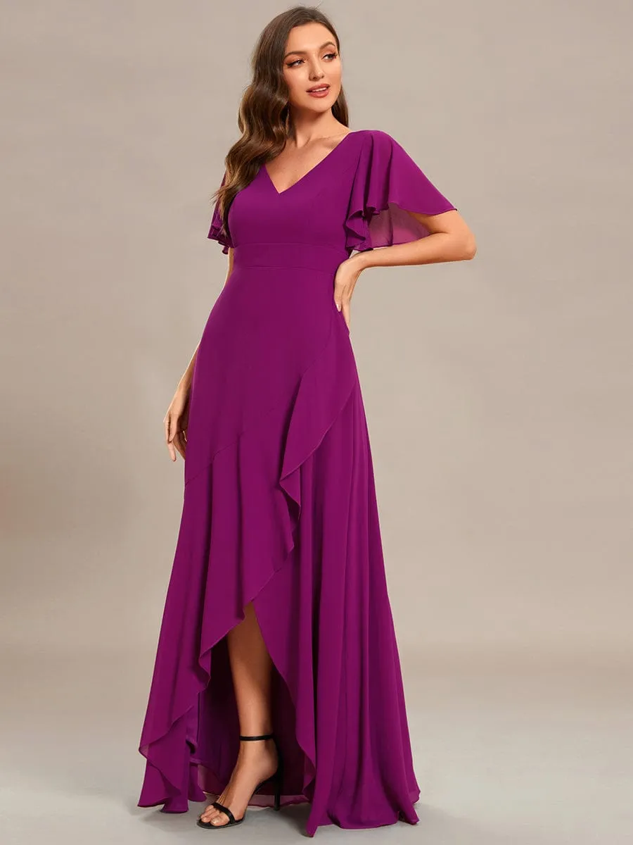 Charming Chiffon Bridesmaid Dress with Lotus Leaf Hemline