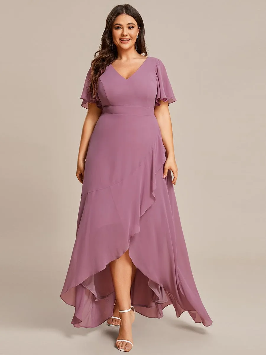 Charming Chiffon Bridesmaid Dress with Lotus Leaf Hemline