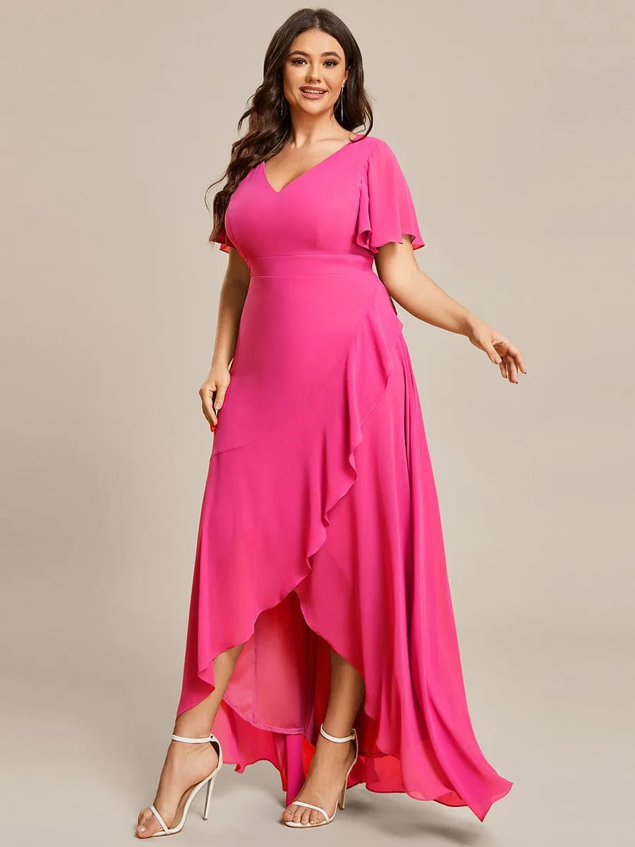 Charming Chiffon Bridesmaid Dress with Lotus Leaf Hemline