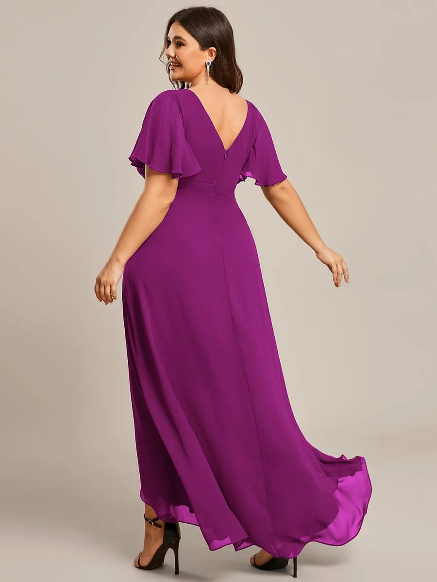 Charming Chiffon Bridesmaid Dress with Lotus Leaf Hemline