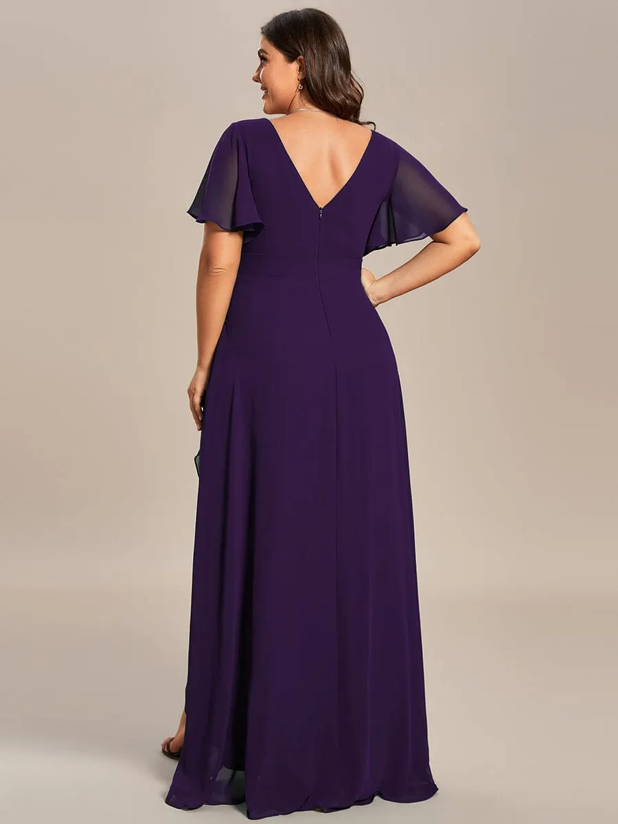 Charming Chiffon Bridesmaid Dress with Lotus Leaf Hemline