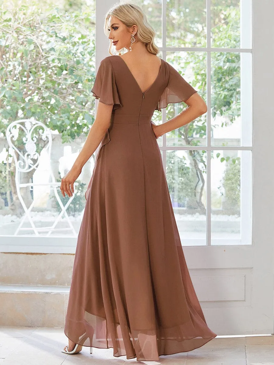 Charming Chiffon Bridesmaid Dress with Lotus Leaf Hemline