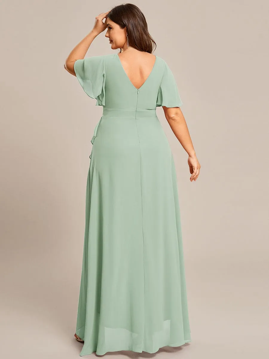 Charming Chiffon Bridesmaid Dress with Lotus Leaf Hemline