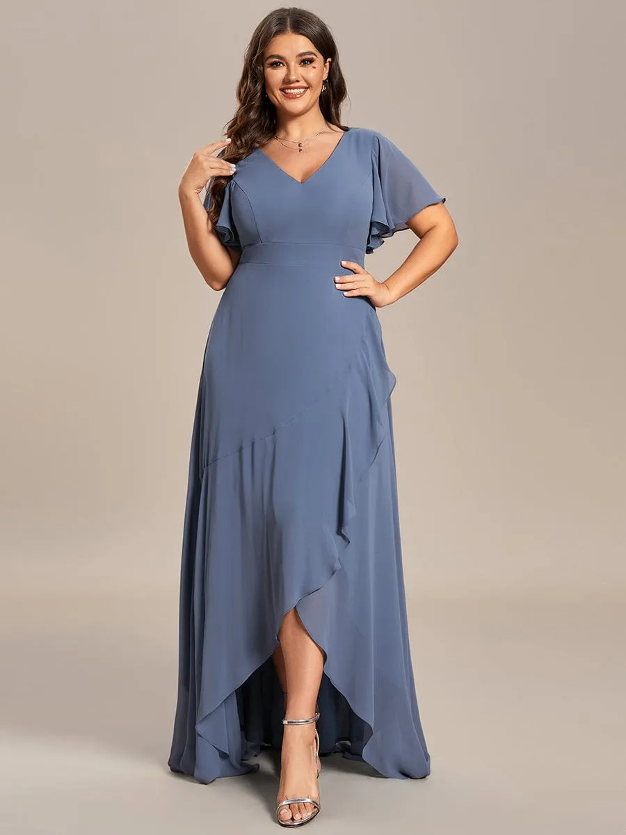 Charming Chiffon Bridesmaid Dress with Lotus Leaf Hemline