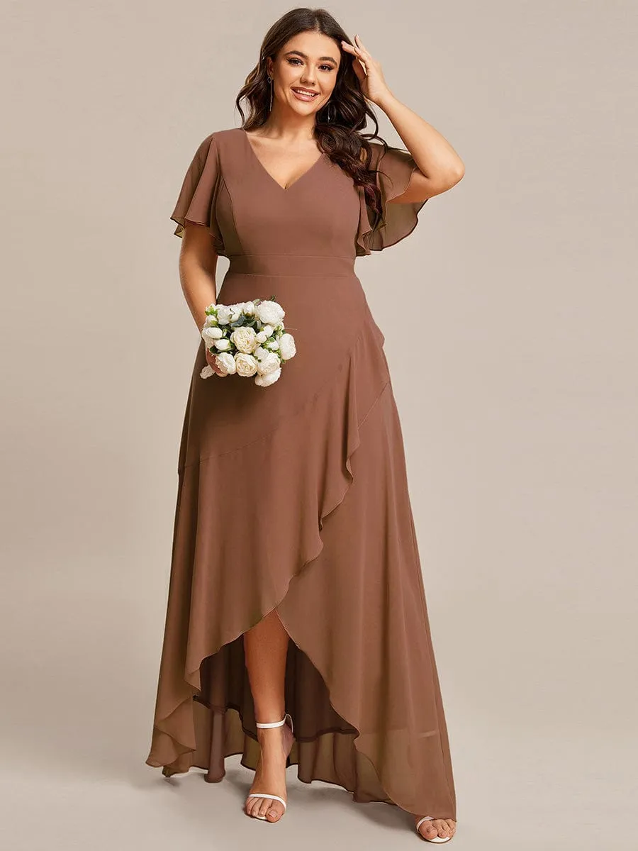 Charming Chiffon Bridesmaid Dress with Lotus Leaf Hemline