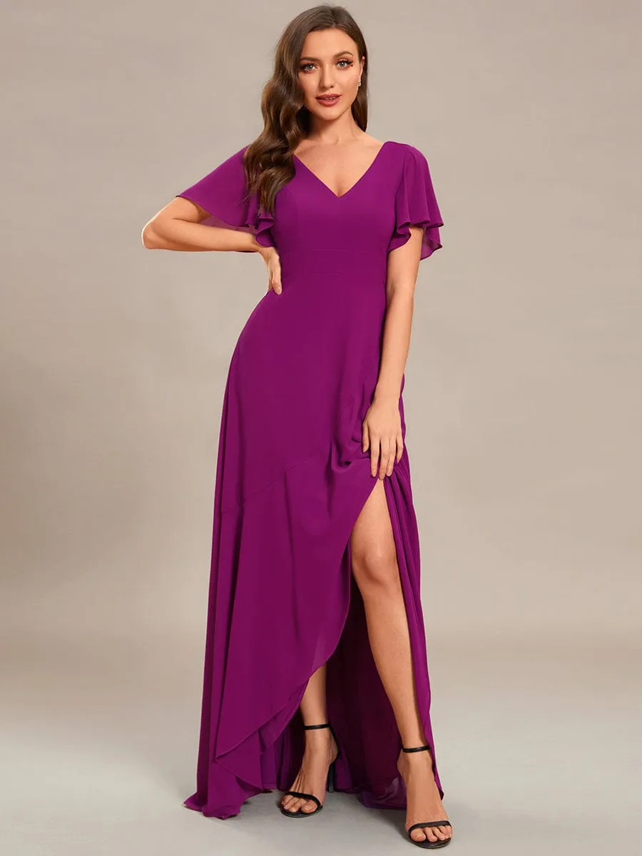 Charming Chiffon Bridesmaid Dress with Lotus Leaf Hemline