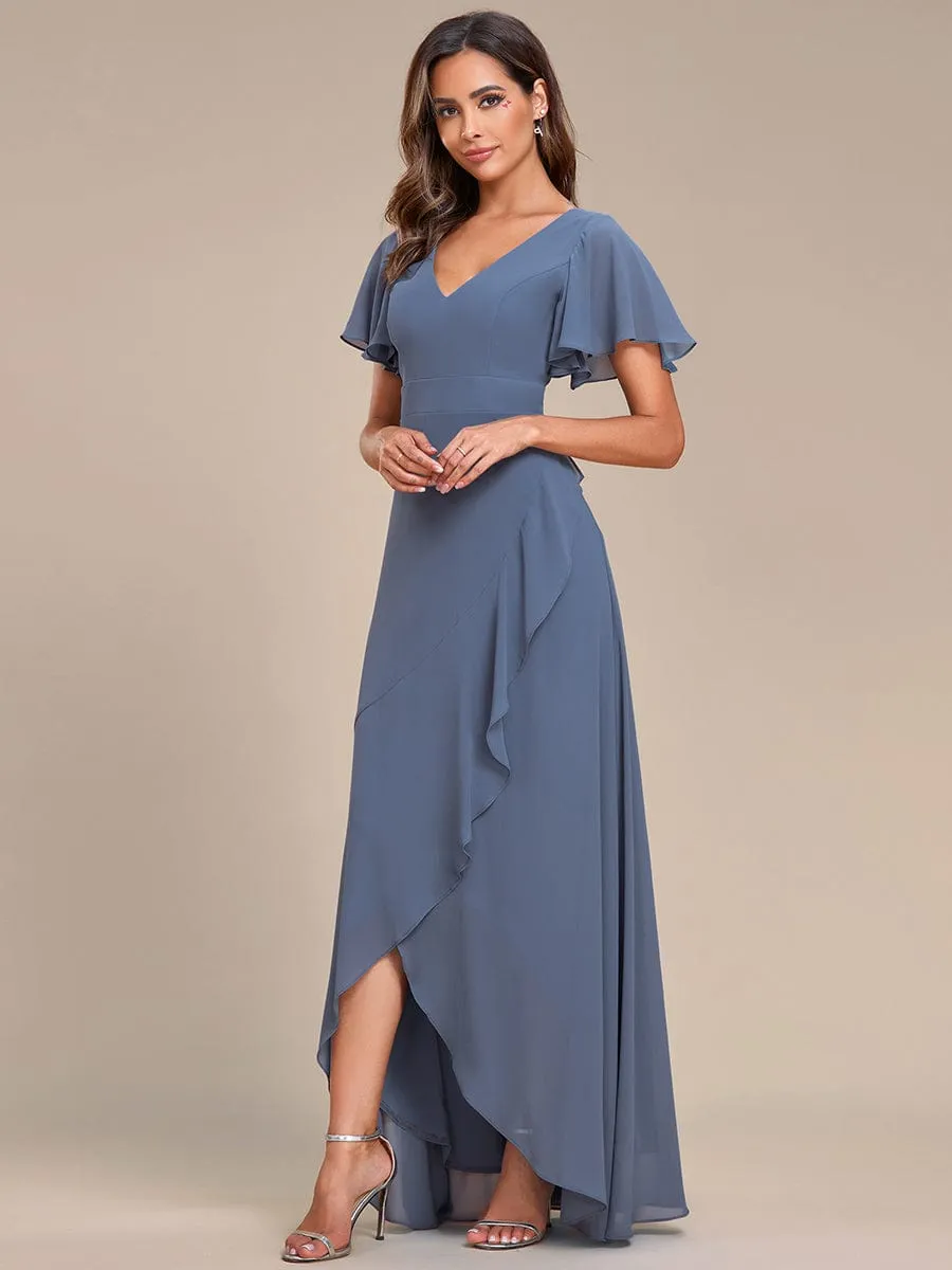 Charming Chiffon Bridesmaid Dress with Lotus Leaf Hemline