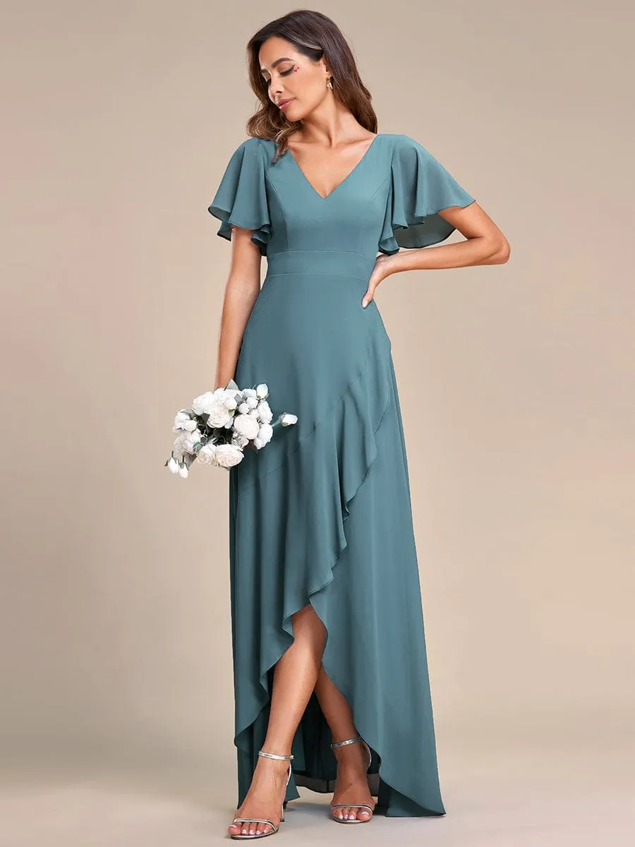 Charming Chiffon Bridesmaid Dress with Lotus Leaf Hemline