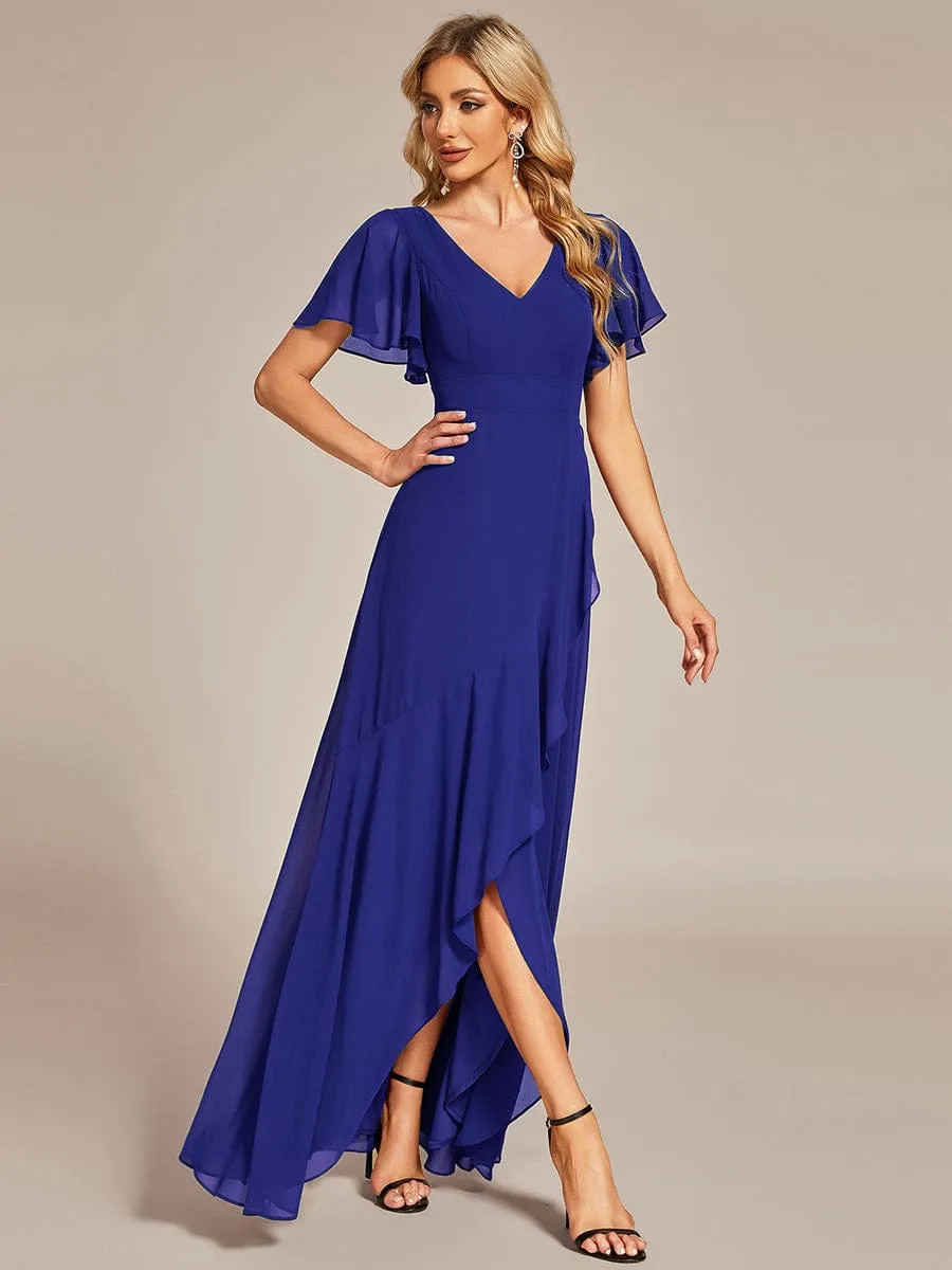 Charming Chiffon Bridesmaid Dress with Lotus Leaf Hemline