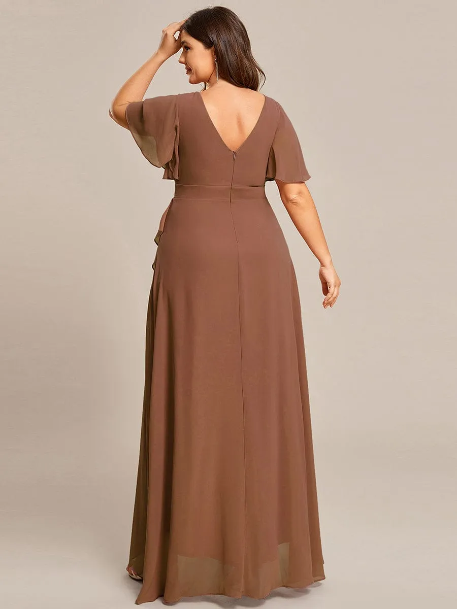 Charming Chiffon Bridesmaid Dress with Lotus Leaf Hemline