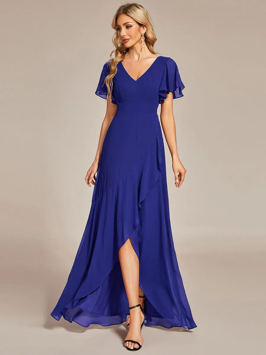 Charming Chiffon Bridesmaid Dress with Lotus Leaf Hemline