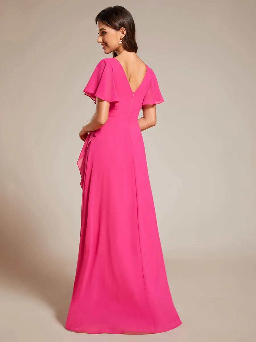 Charming Chiffon Bridesmaid Dress with Lotus Leaf Hemline